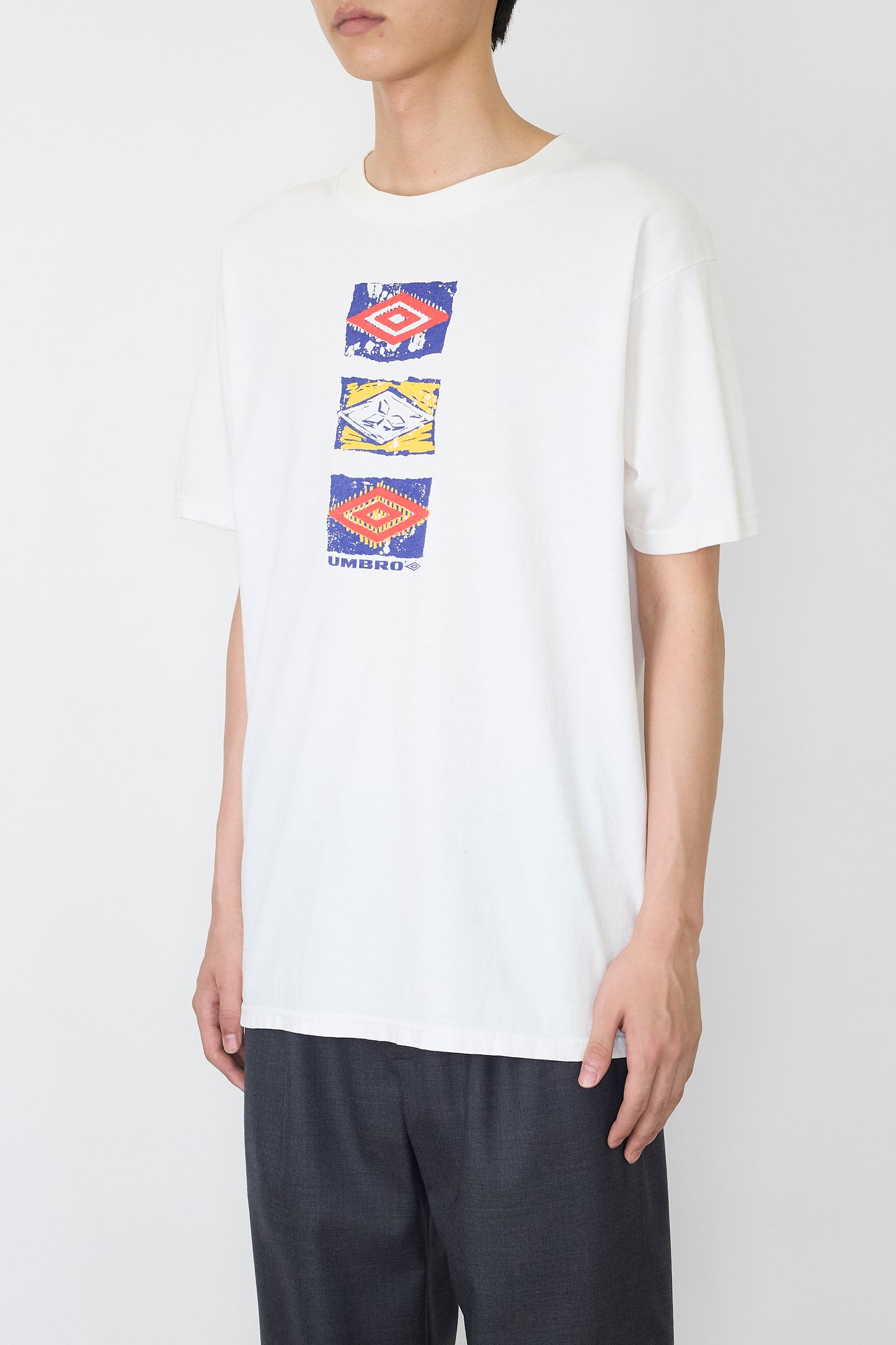 UMBRO WHITE COTTON HALF SLEEVE TEE SHIRT MADE IN USA