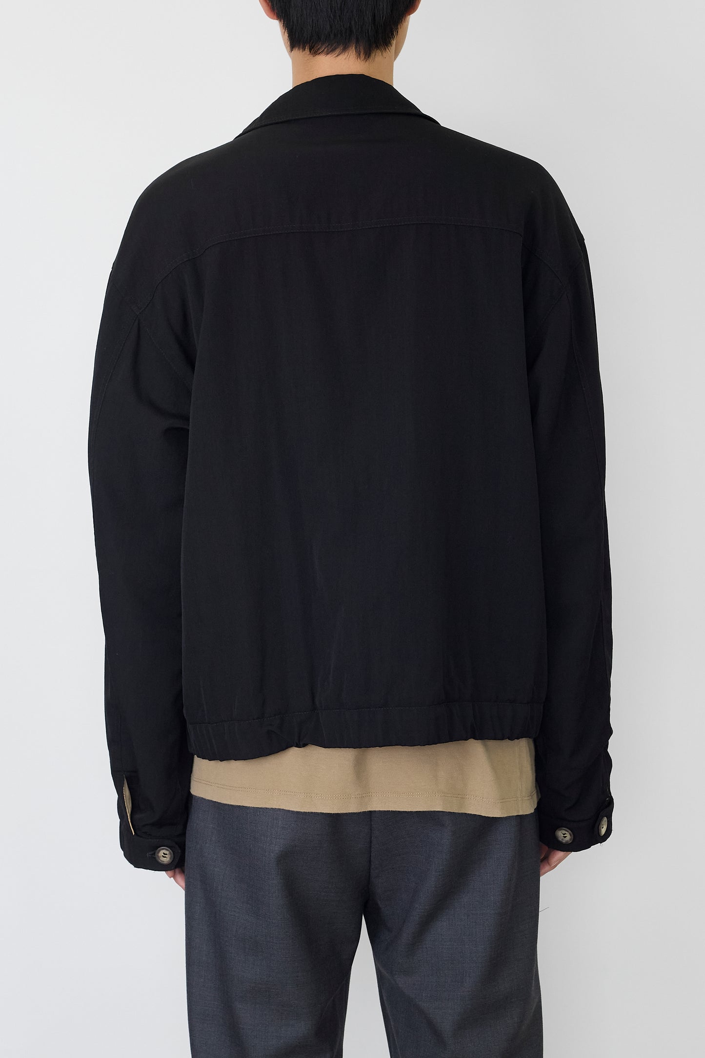 GIORGIO ARMANI PADDED BLACK WOOL SHORT JACKET MADE IN ITALY