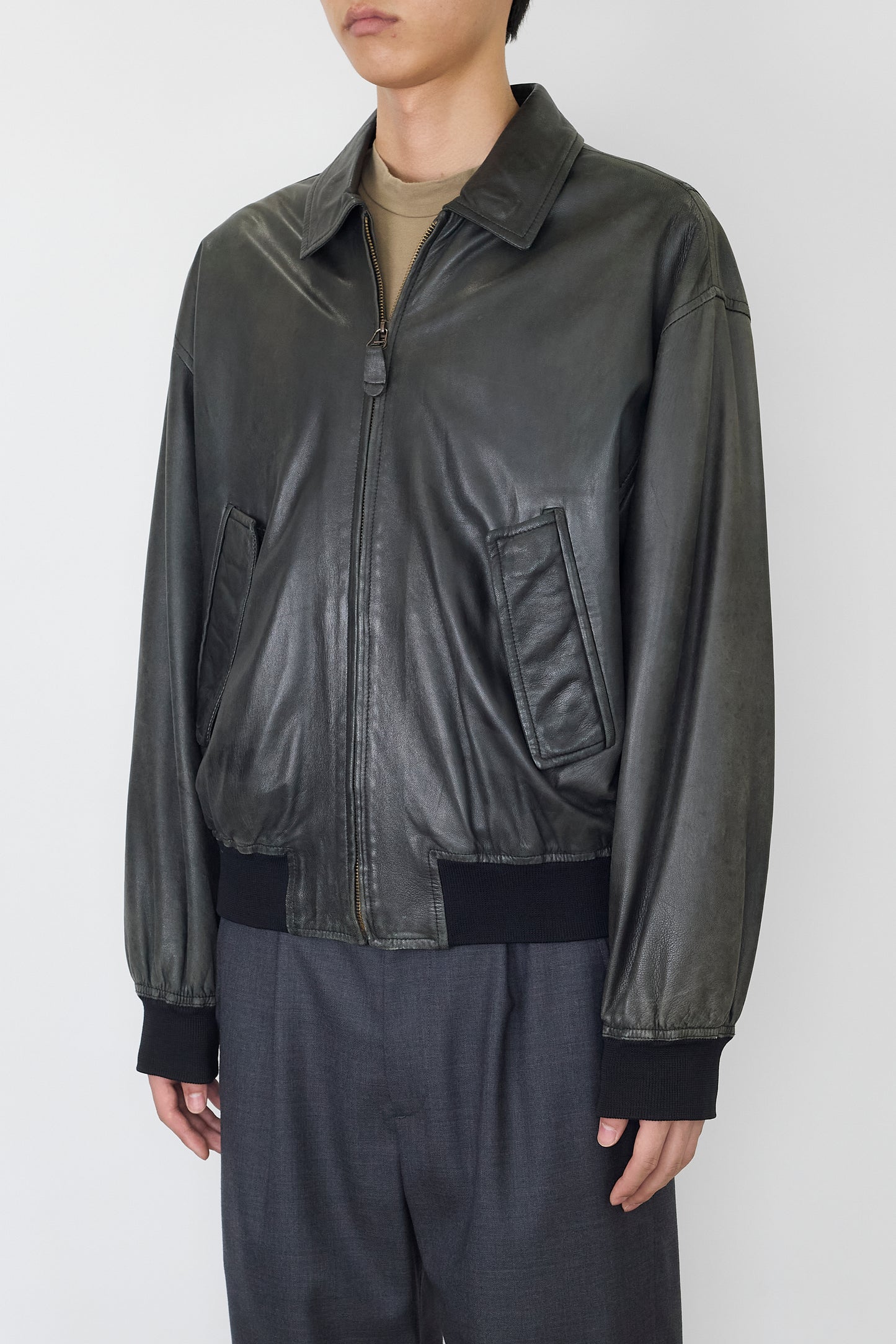 GIORGIO ARMANI BLACK LEATHER JACKET MADE IN ITALY