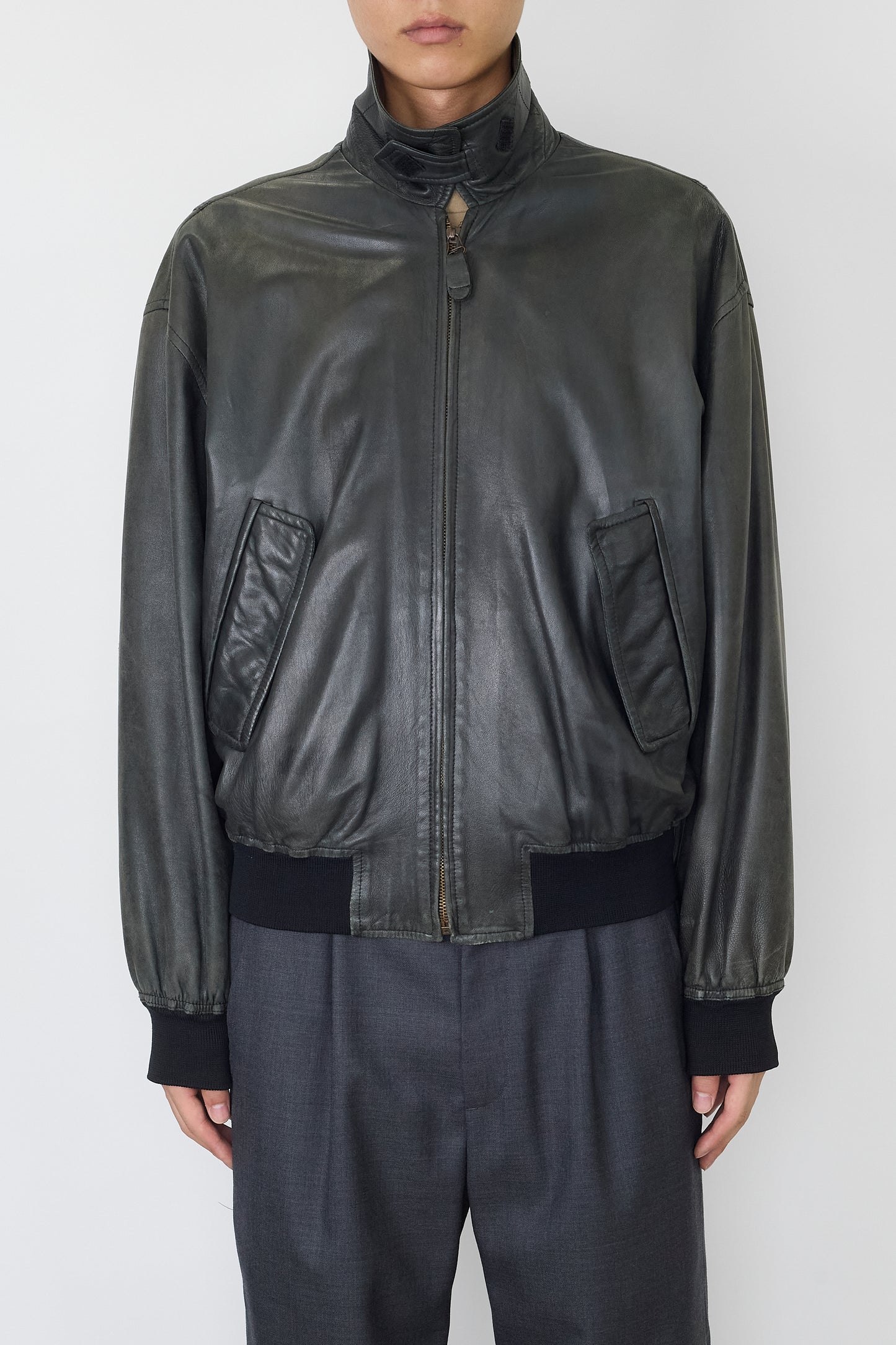 GIORGIO ARMANI BLACK LEATHER JACKET MADE IN ITALY
