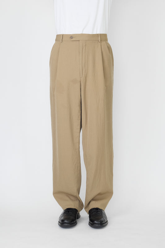 GIVENCHY BEIGE WOOL WIDE PANTS MADE IN USA