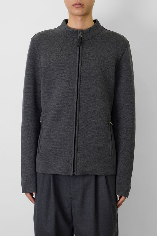 PRADA SPORT GRAY WOOL ZIP UP KNIT MADE IN PORTUGAL