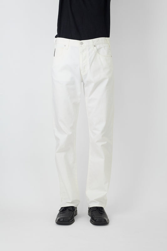 ARMANI JEANS WHITE DENIM STRAIGHT PANTS MADE IN ITALY