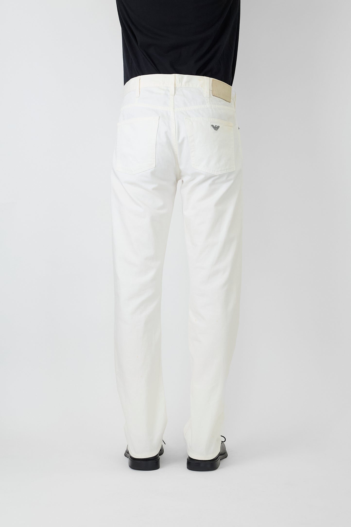 ARMANI JEANS WHITE DENIM STRAIGHT PANTS MADE IN ITALY