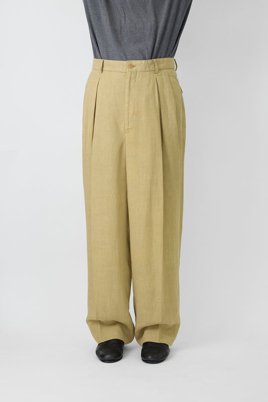 EMPORIO ARMANI BEIGE LINEN WIDE PANTS MADE IN ITALY