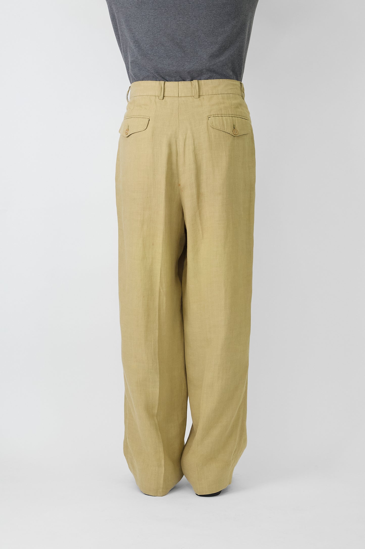 EMPORIO ARMANI BEIGE LINEN WIDE PANTS MADE IN ITALY
