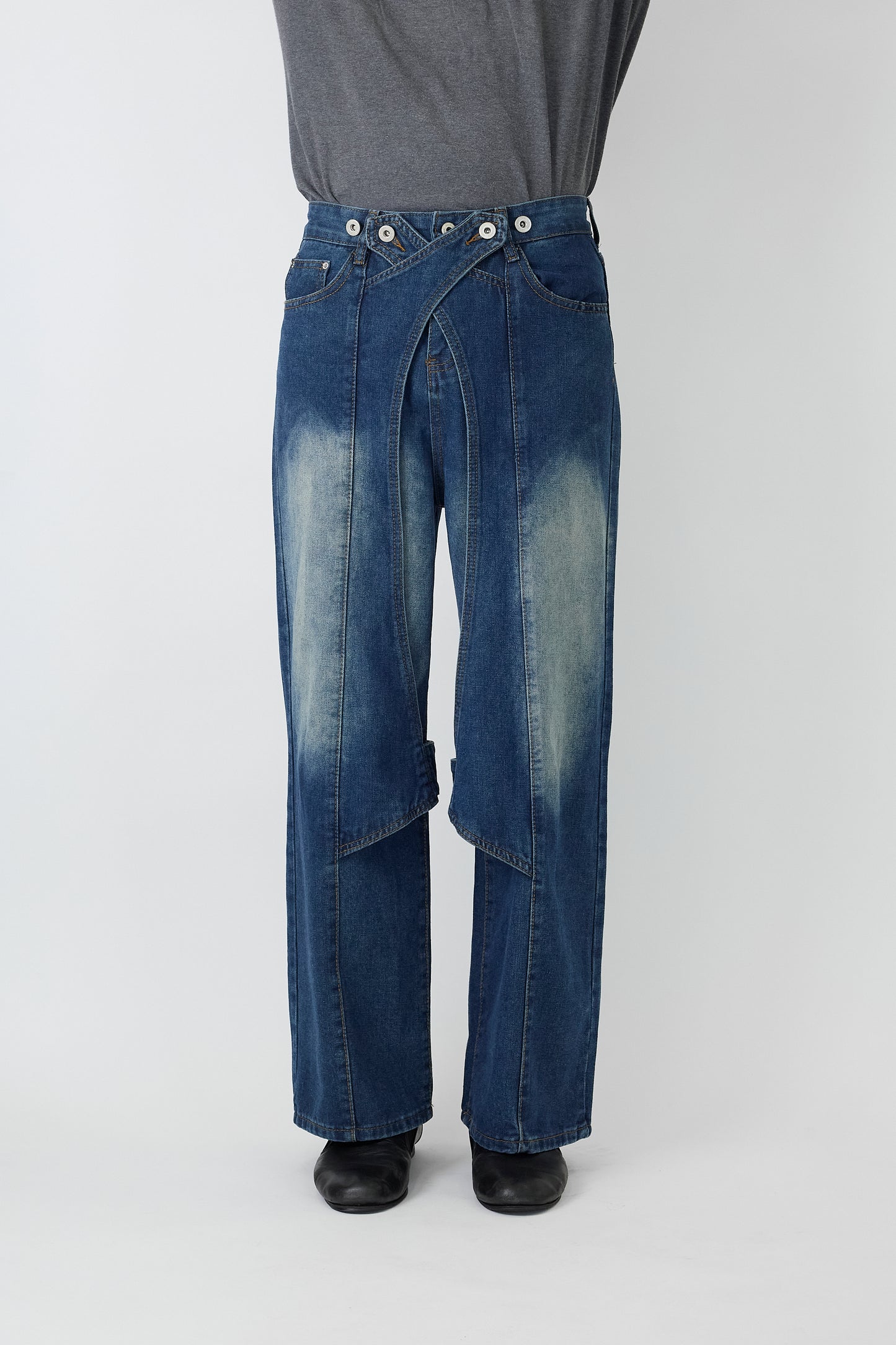 VINTAGE DESIGNED INDIGO DENIM WIDE PANTS
