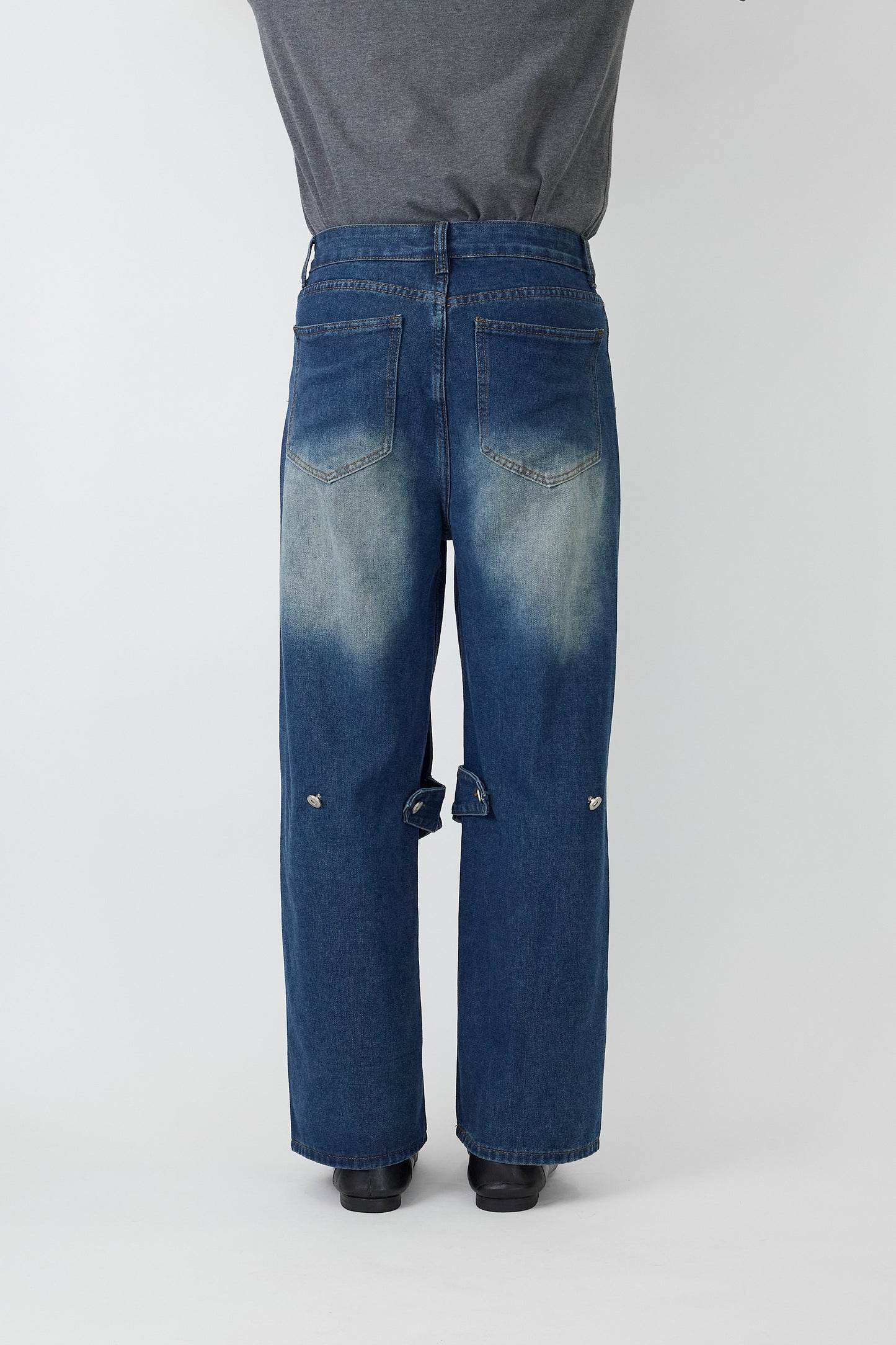 VINTAGE DESIGNED INDIGO DENIM WIDE PANTS