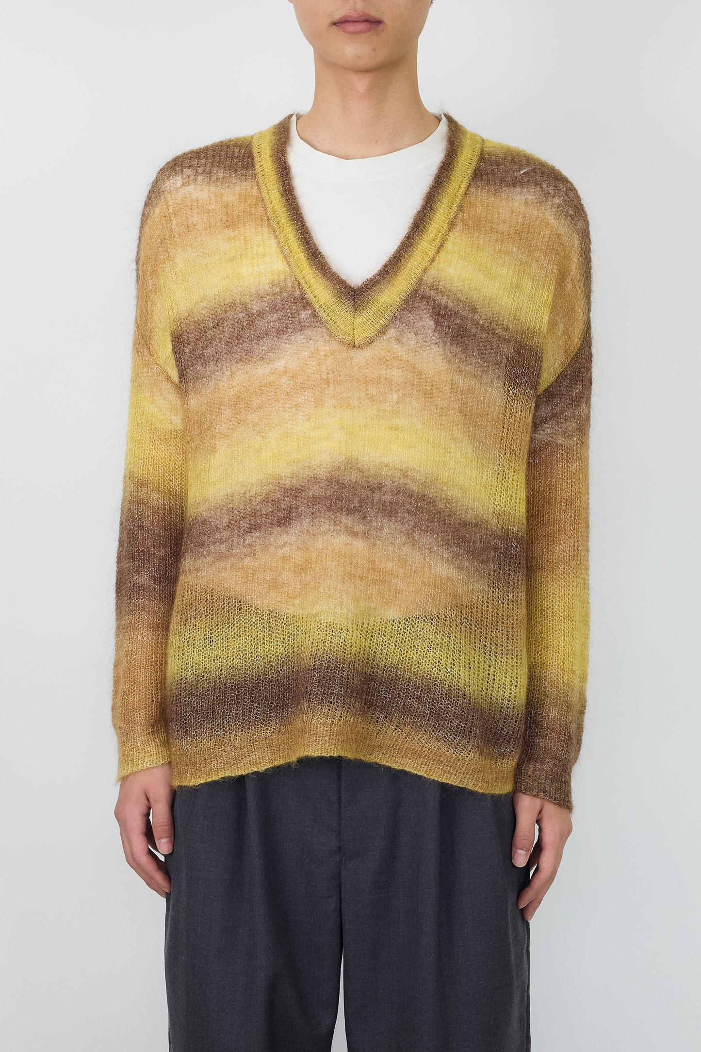 VINTAGE YELLOW MOHAIR V NECK KNIT