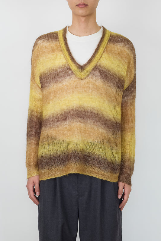VINTAGE YELLOW MOHAIR V NECK KNIT