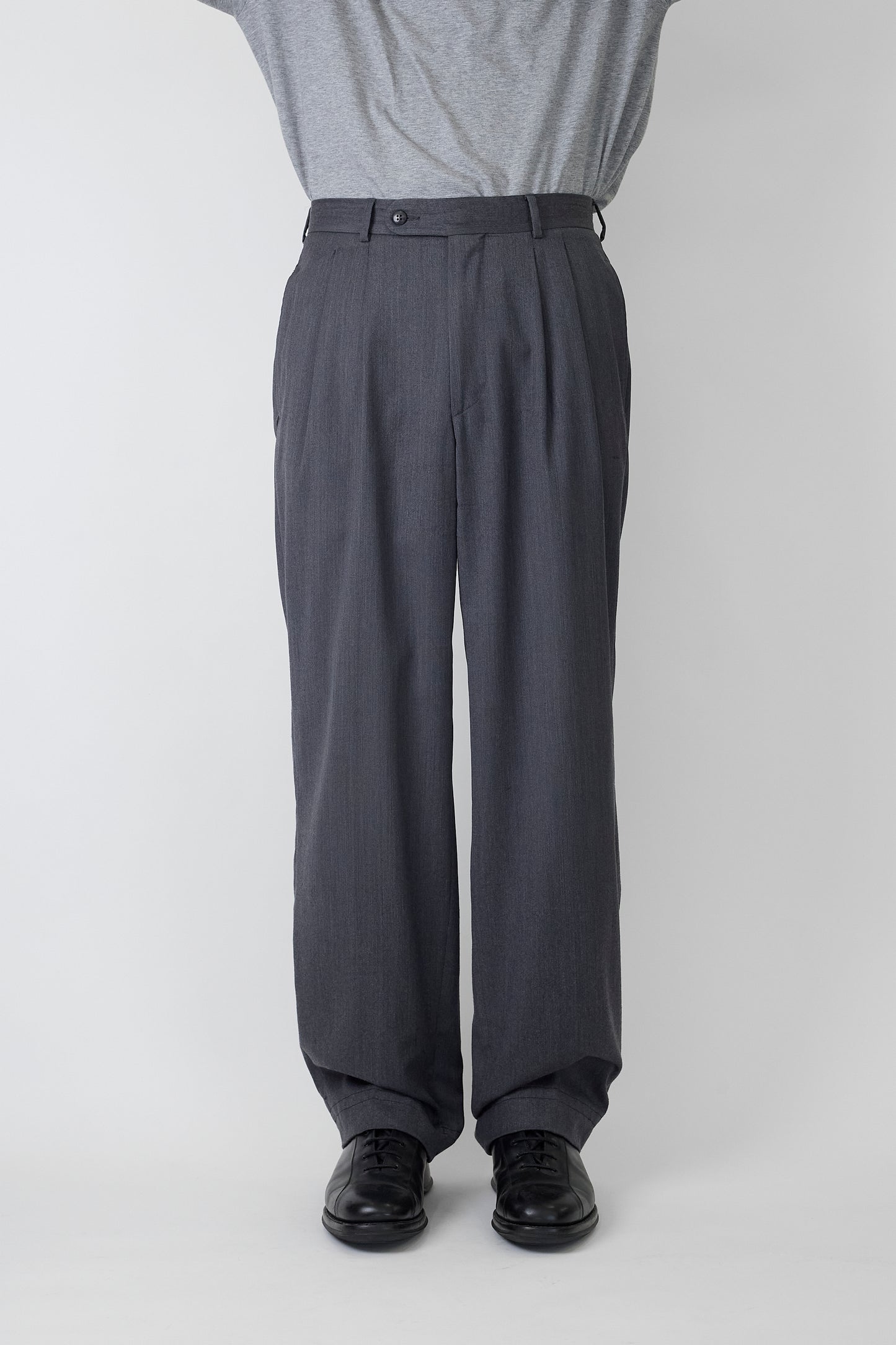 HUGO BOSS GRAY WOOL WIDE PANTS MADE IN ITALY