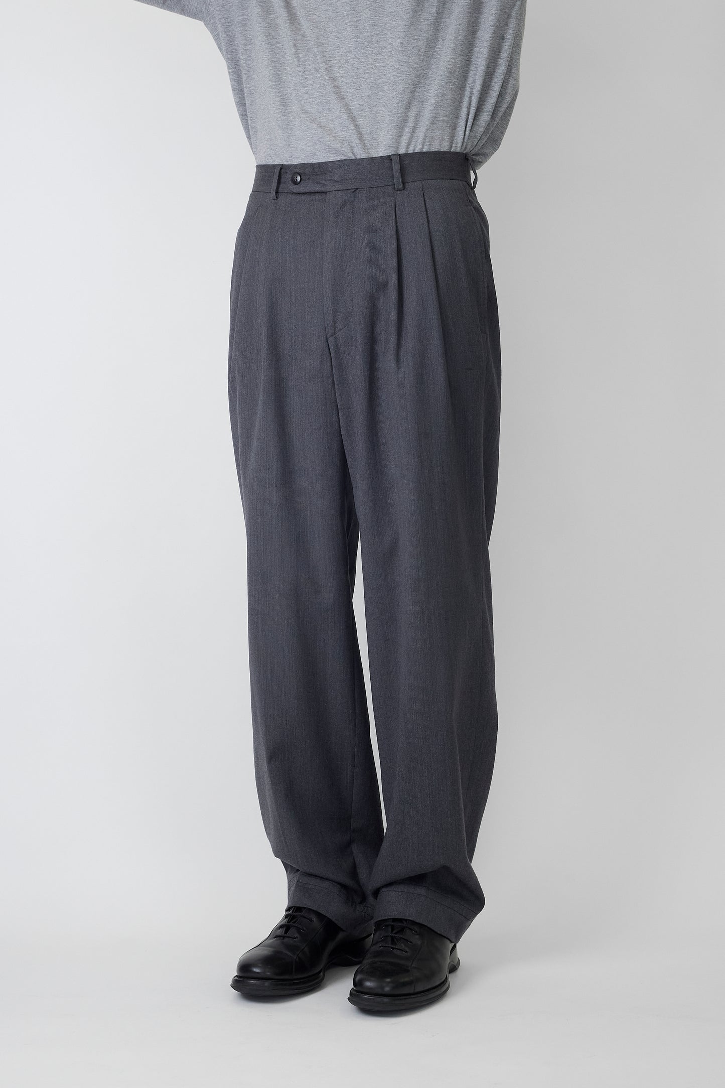 HUGO BOSS GRAY WOOL WIDE PANTS MADE IN ITALY