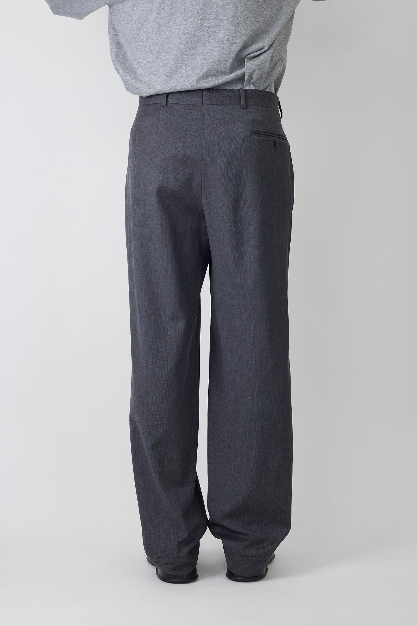 HUGO BOSS GRAY WOOL WIDE PANTS MADE IN ITALY