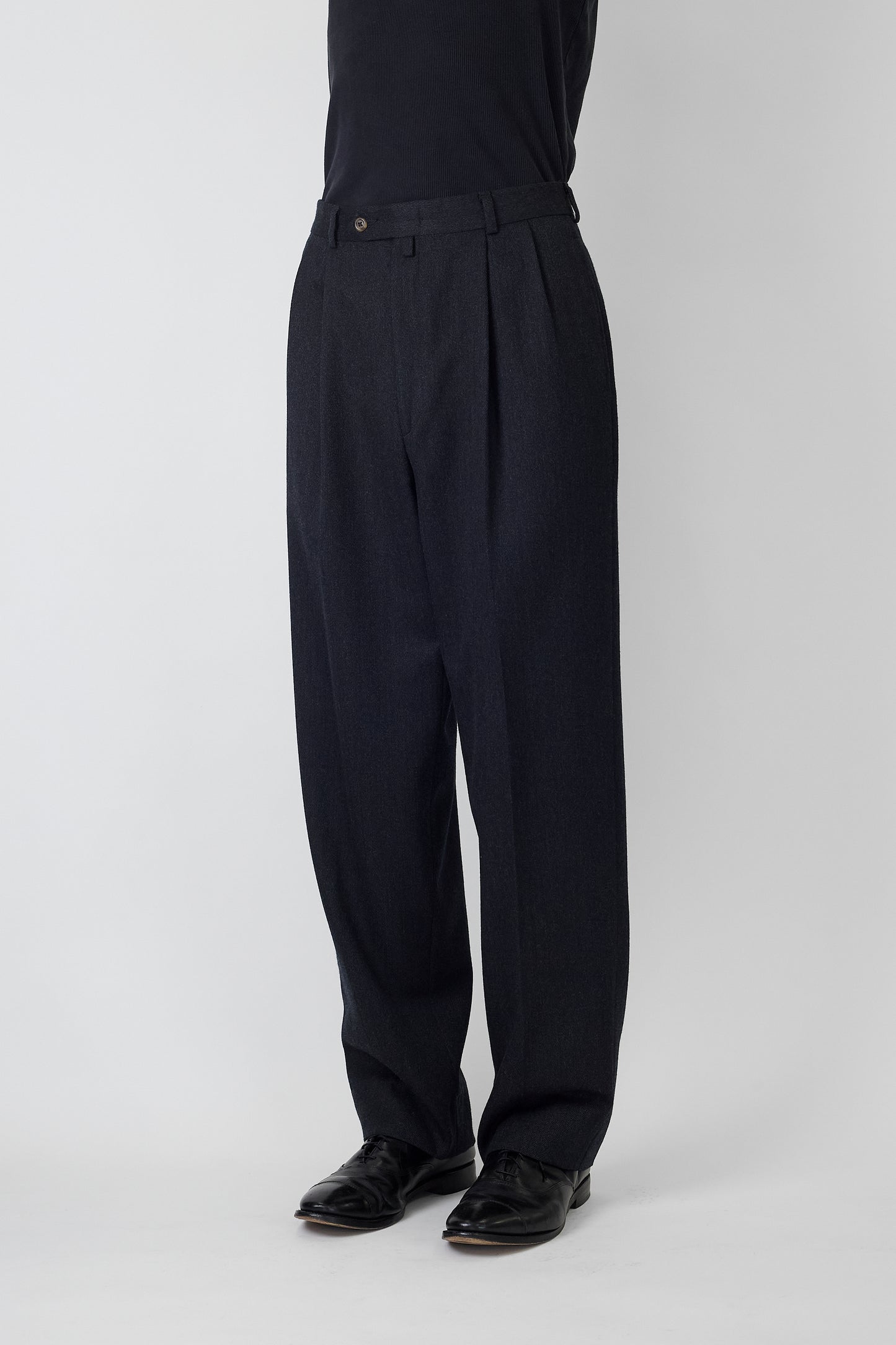 TOMMY HILFIGER GRAY WOOL GABARDINE WIDE PANTS