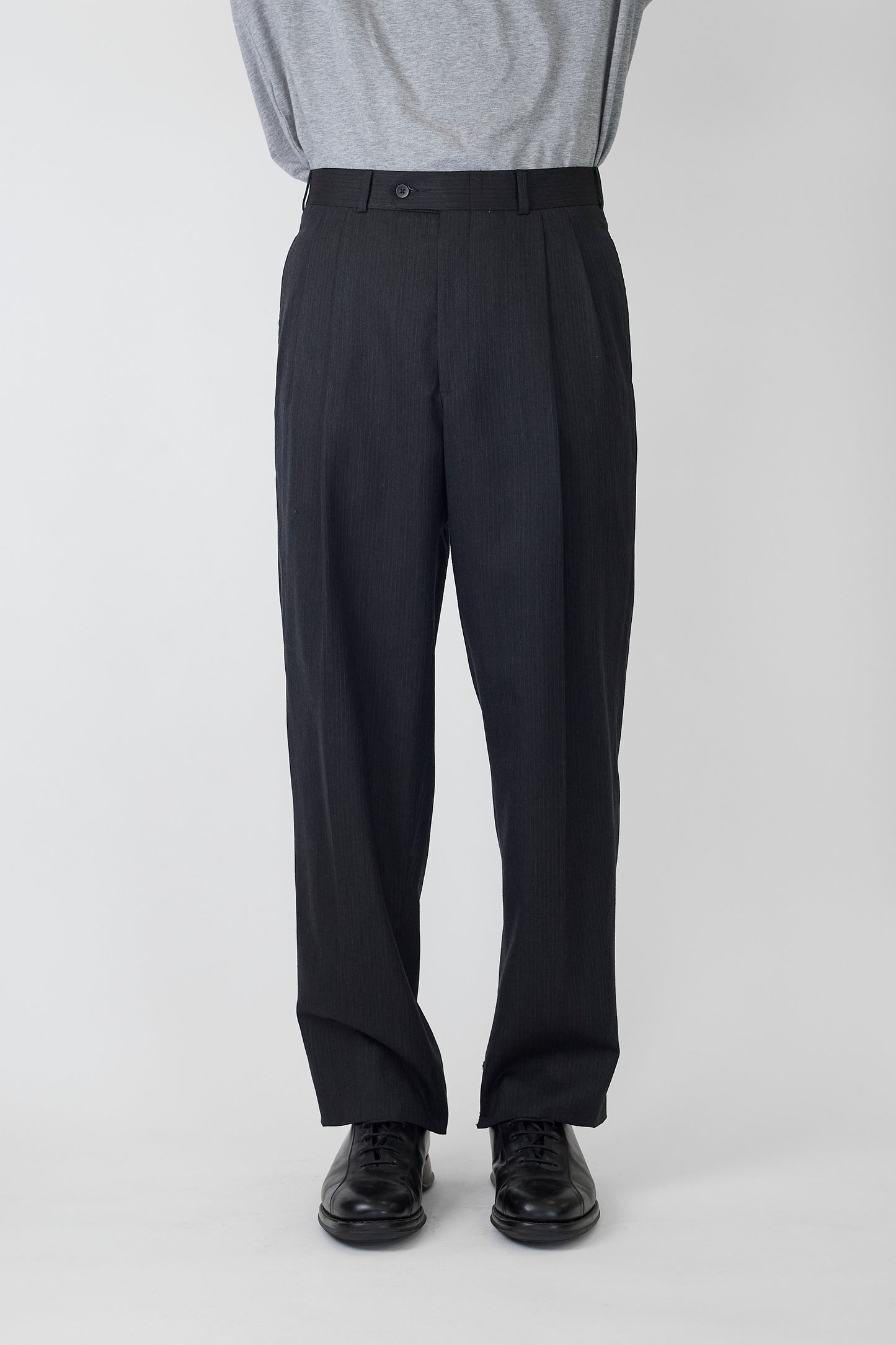 VINTAGE GRAY WOOL WIDE PANTS