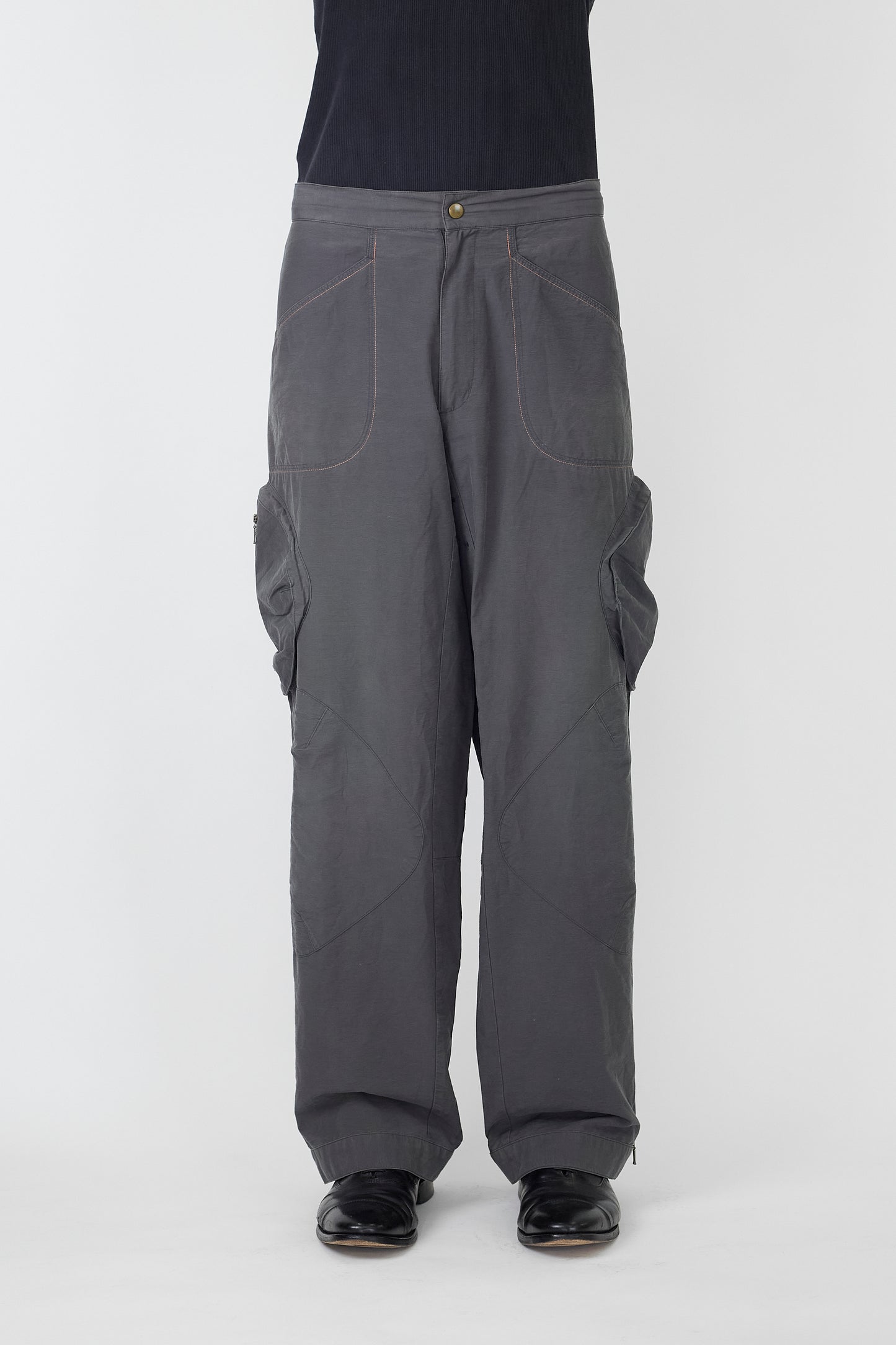 VINTAGE DESIGNED GRAY TECH CARGO WIDE PANTS
