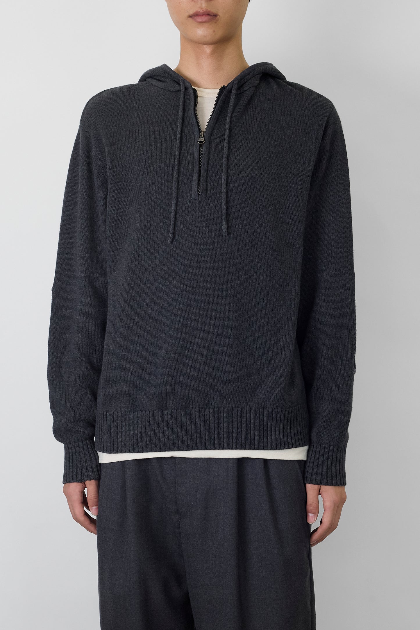 VINTAGE GRAY COTTON KNIT HOODIE