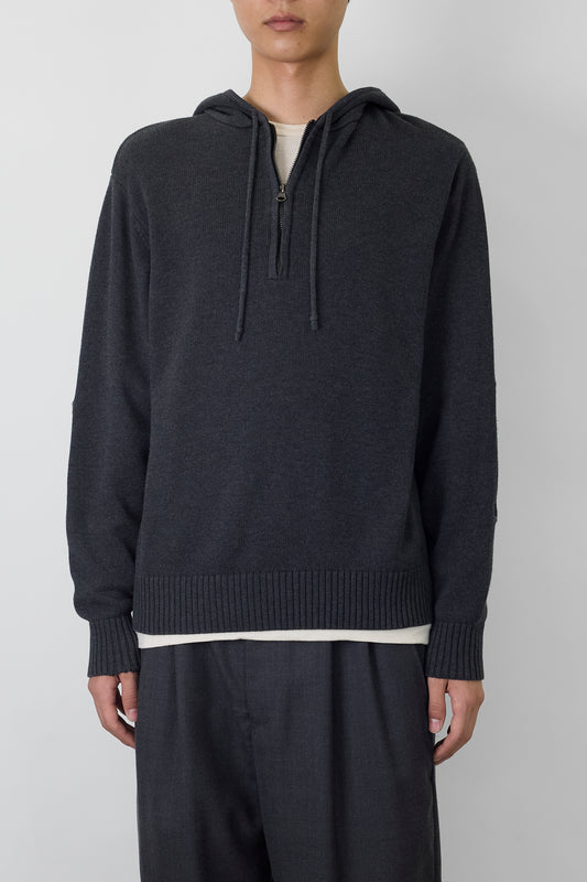 VINTAGE GRAY COTTON KNIT HOODIE