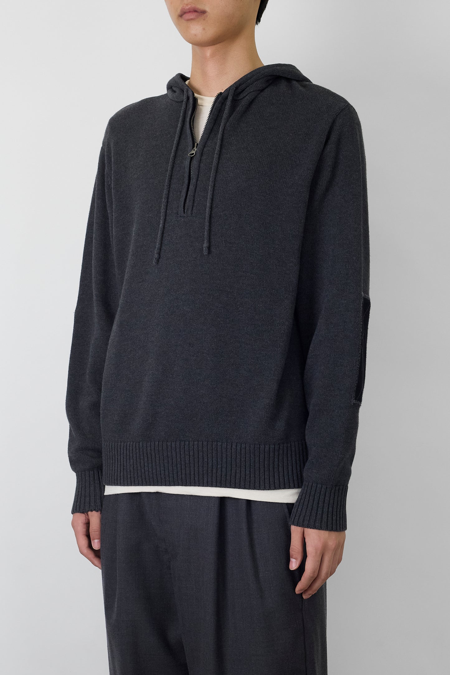 VINTAGE GRAY COTTON KNIT HOODIE