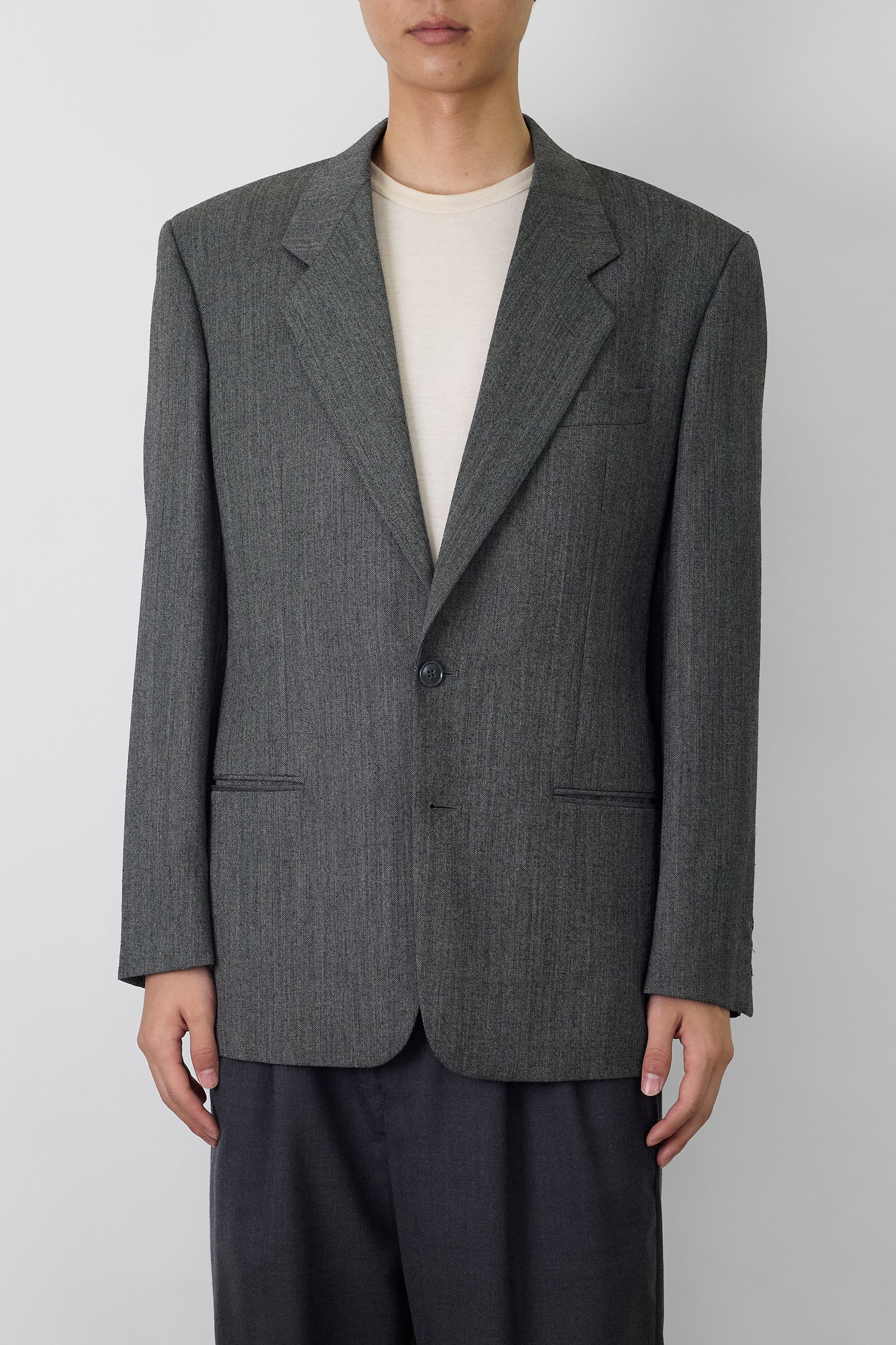 GIORGIO ARMANI GRAY WOOL TAILORED JACKET MADE IN ITALY