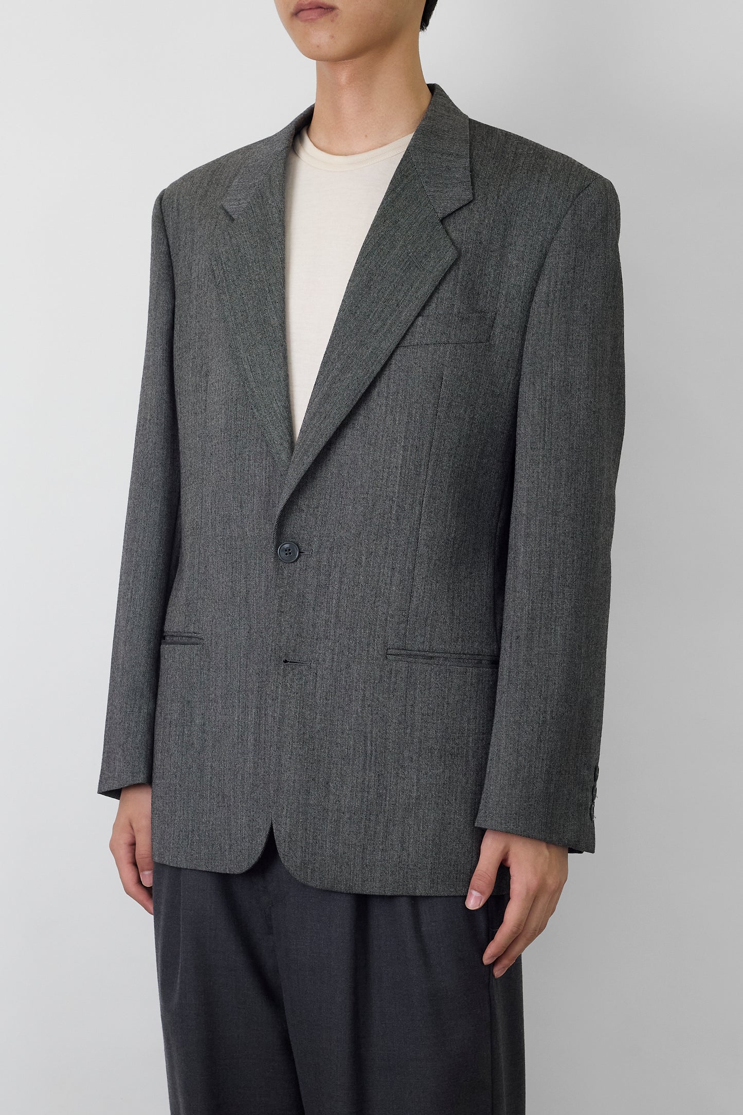 GIORGIO ARMANI GRAY WOOL TAILORED JACKET MADE IN ITALY