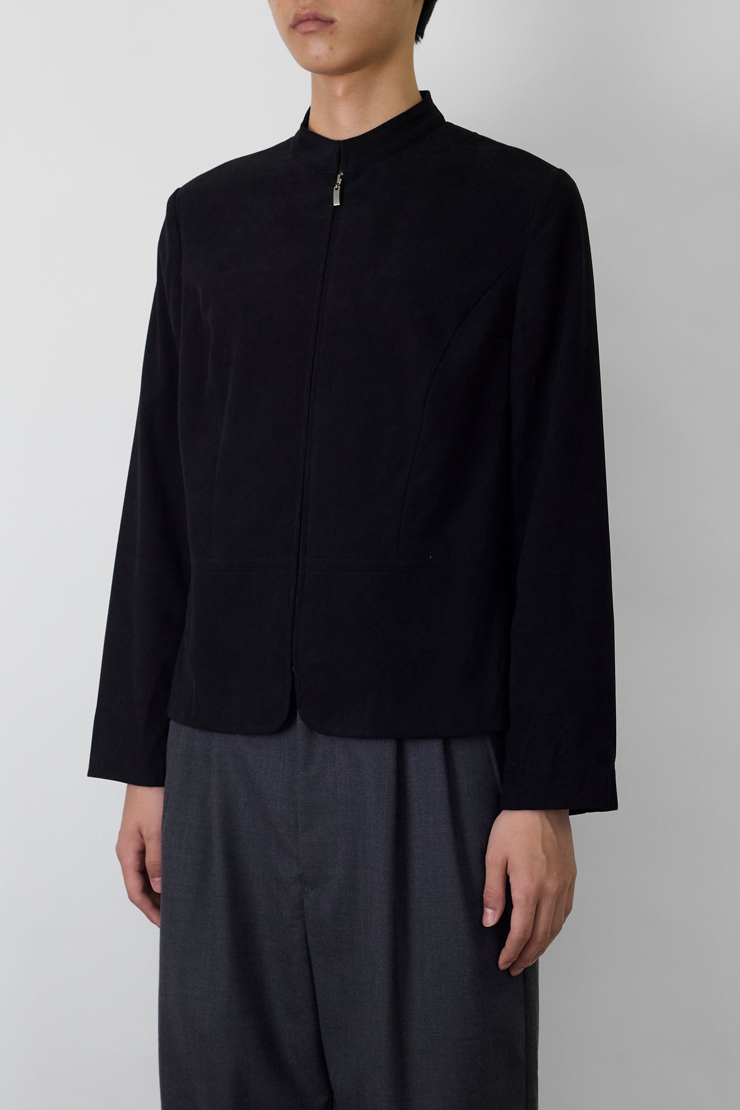 VINTAGE DESIGNED BLACK ZIP UP JACKET