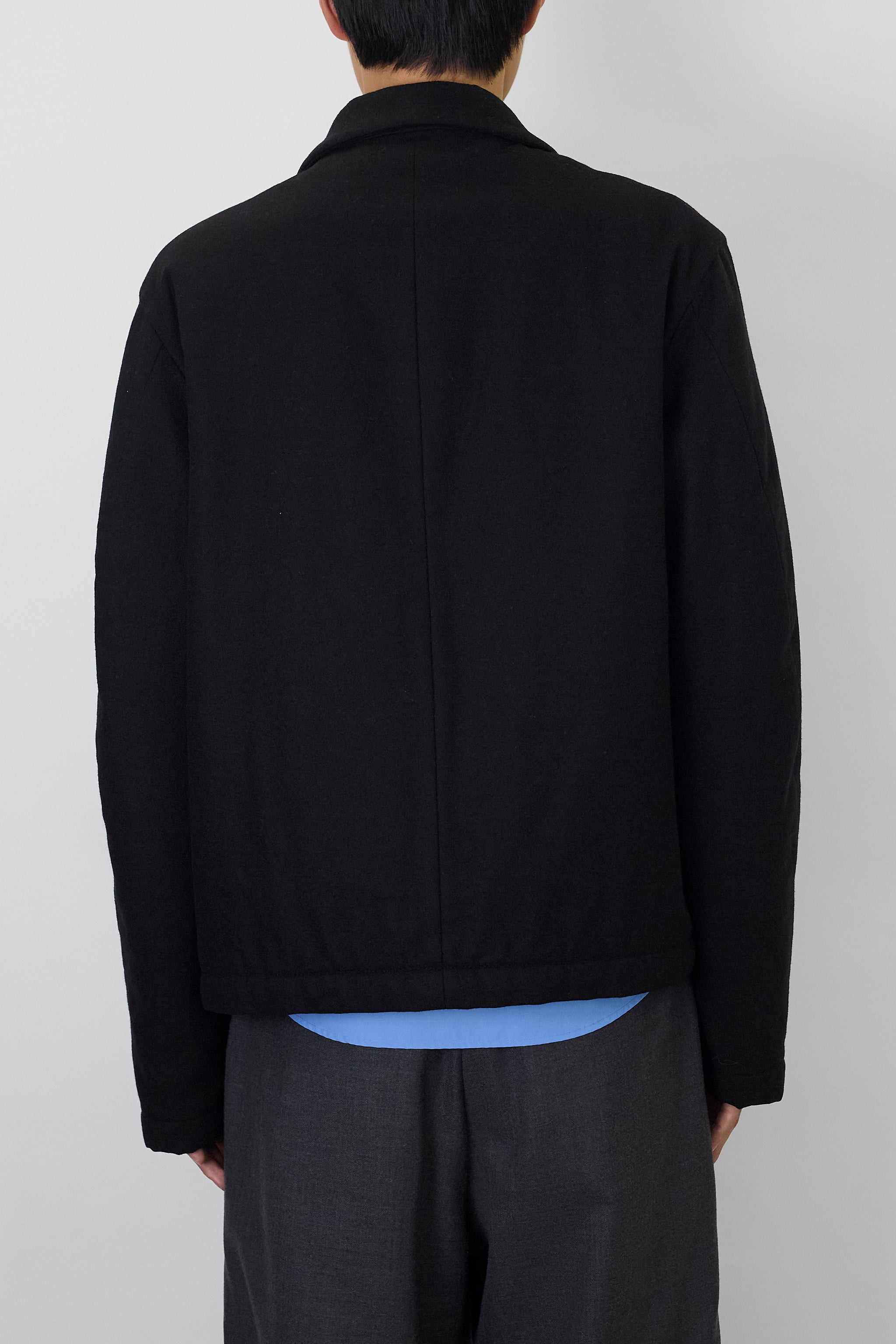 JIL SANDER by RAF SIMONS カシミア混ウールJKT JIL SANDER BY RAF SIMONS BLACK WOOL PADDED SHORT JACKET