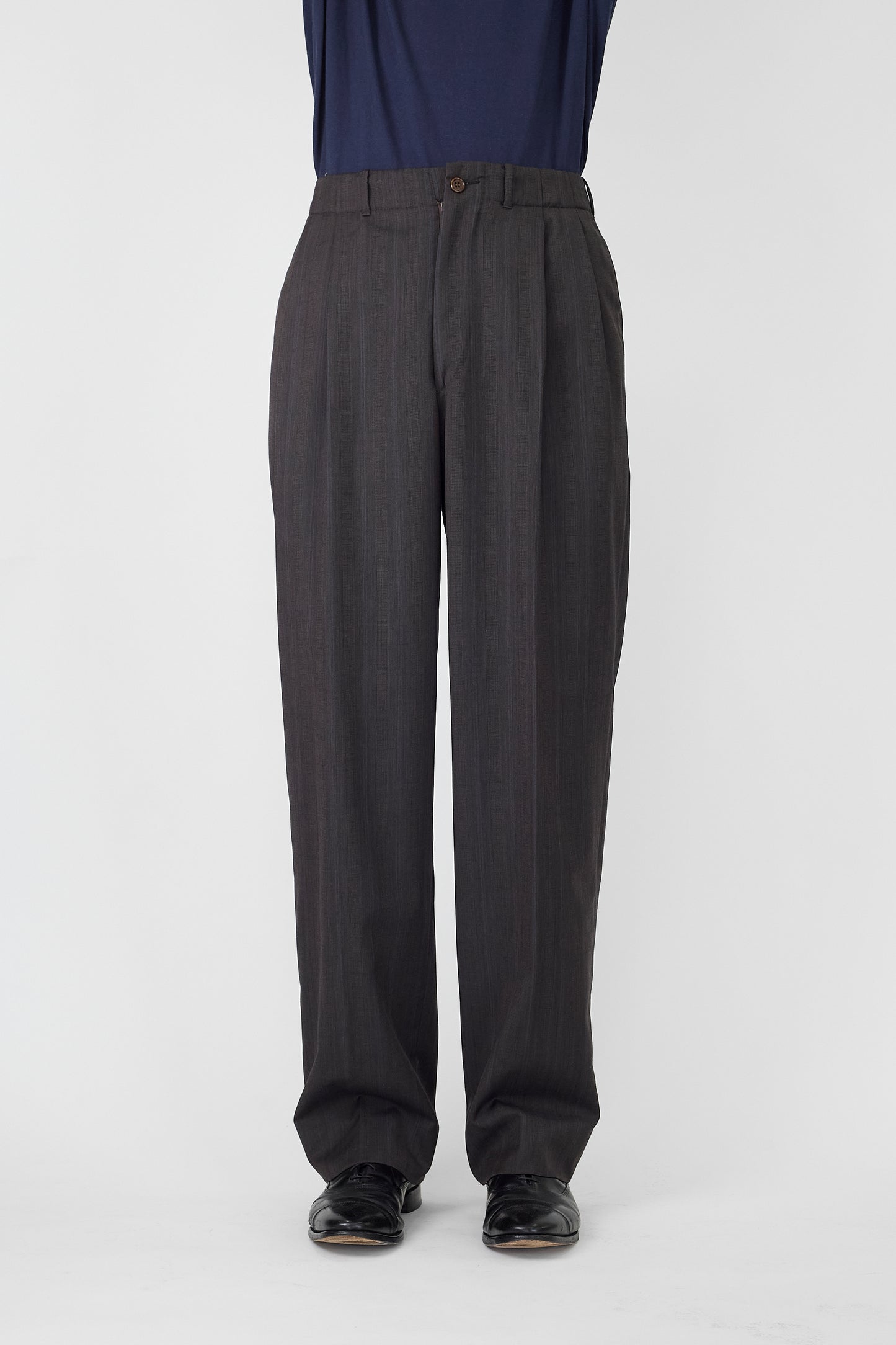 GIAN FRANCO FERRE GRAY BROWN WOOL WIDE PANTS MADE IN ITALY