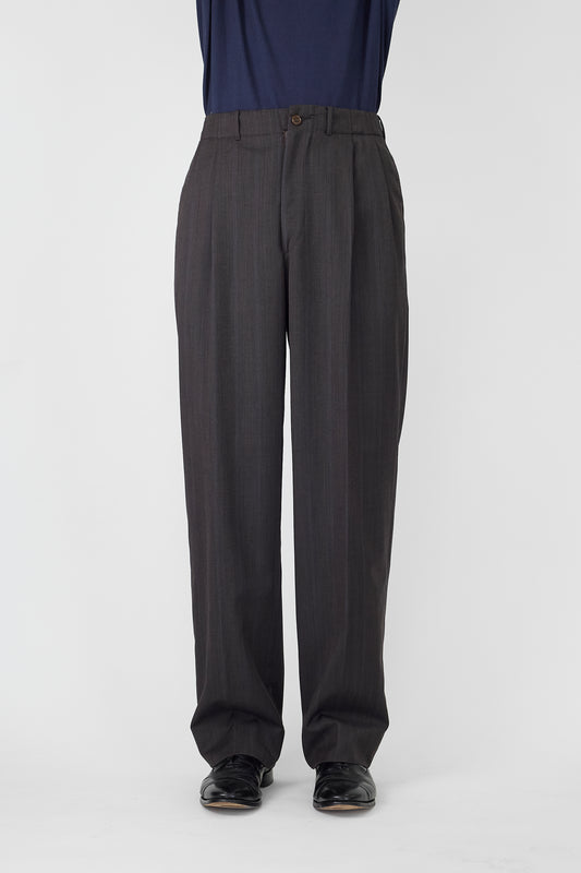 GIAN FRANCO FERRE GRAY BROWN WOOL WIDE PANTS MADE IN ITALY