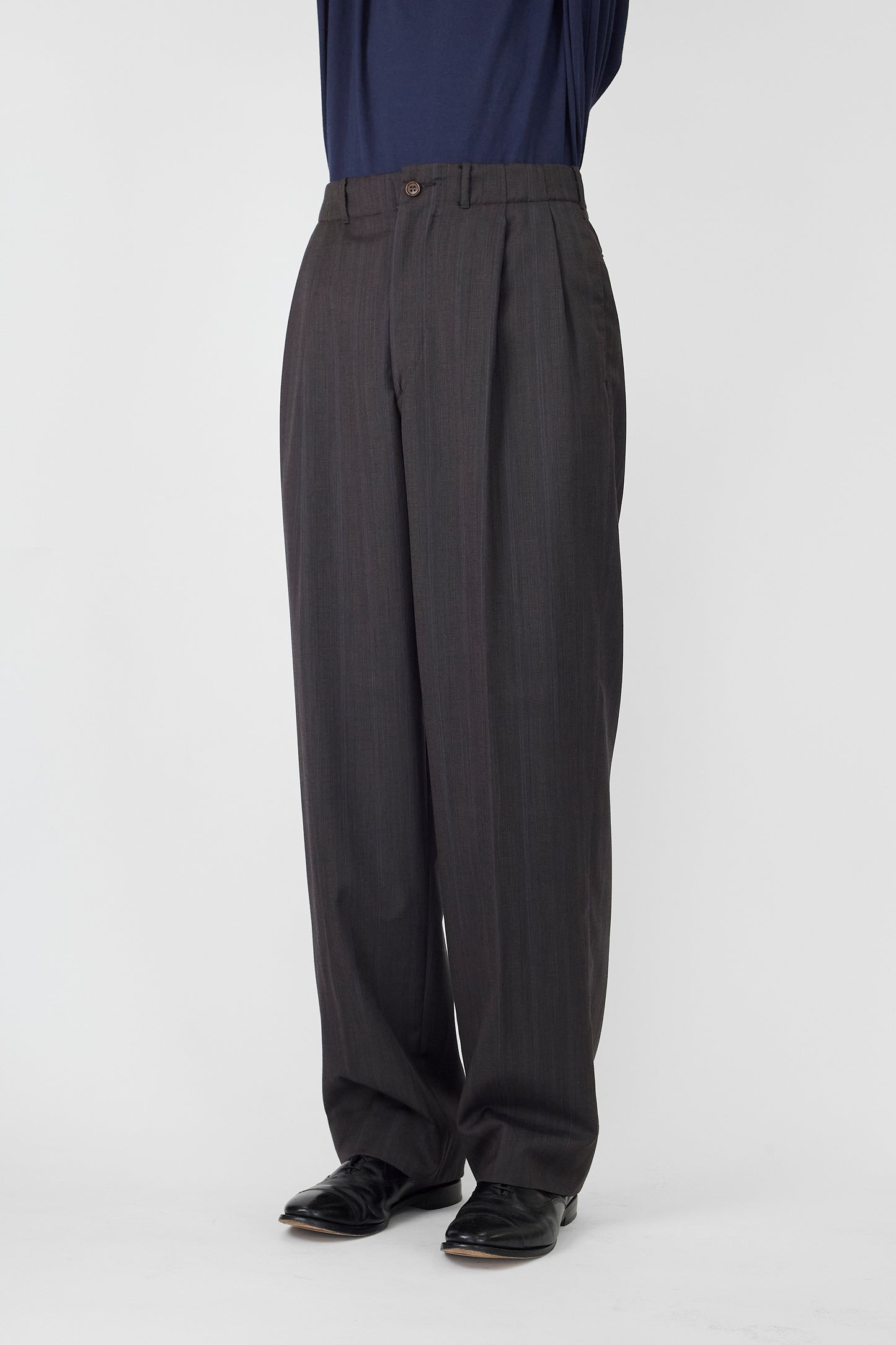 GIAN FRANCO FERRE GRAY BROWN WOOL WIDE PANTS MADE IN ITALY