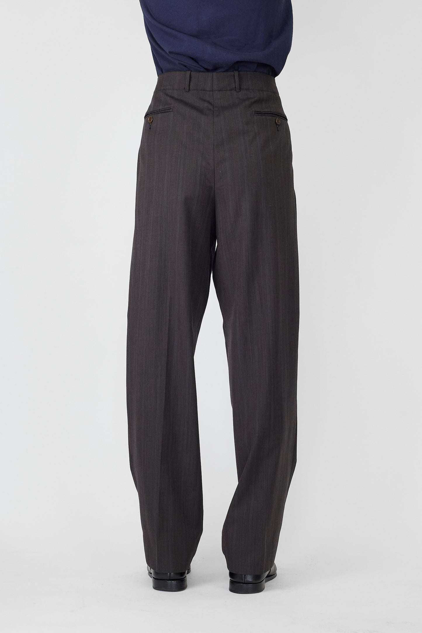 GIAN FRANCO FERRE GRAY BROWN WOOL WIDE PANTS MADE IN ITALY