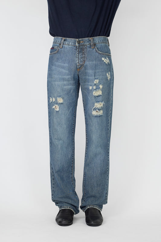DOLCE&GABBANA BLUE DENIM PANTS MADE IN ITALY
