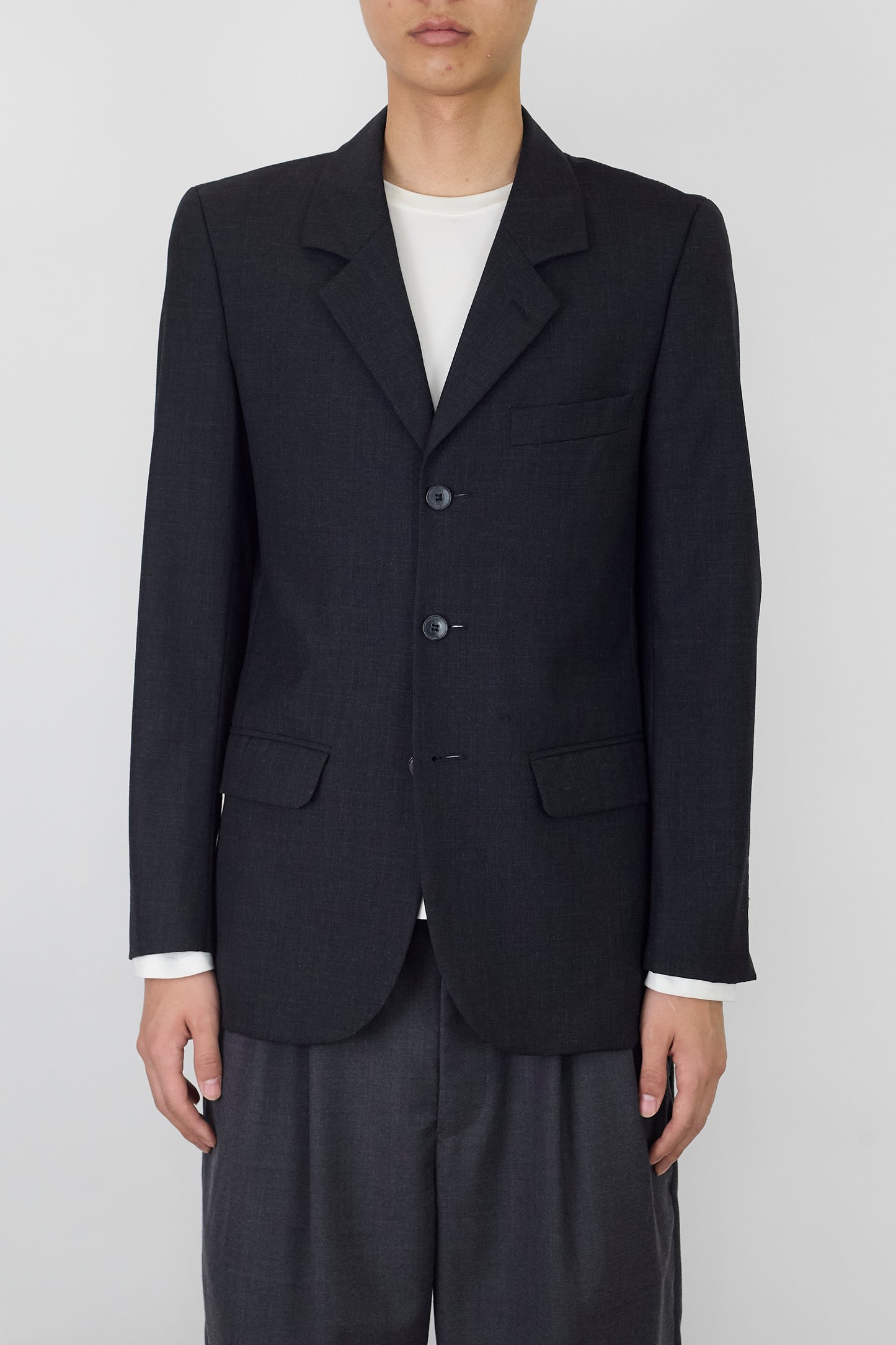 AGNES B. HOMME GRAY WOOL TAILORED JACKET MADE IN FRANCE