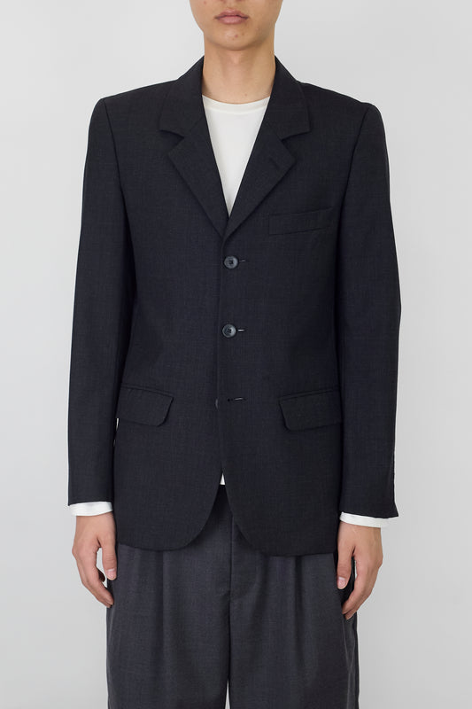 AGNES B. HOMME GRAY WOOL TAILORED JACKET MADE IN FRANCE