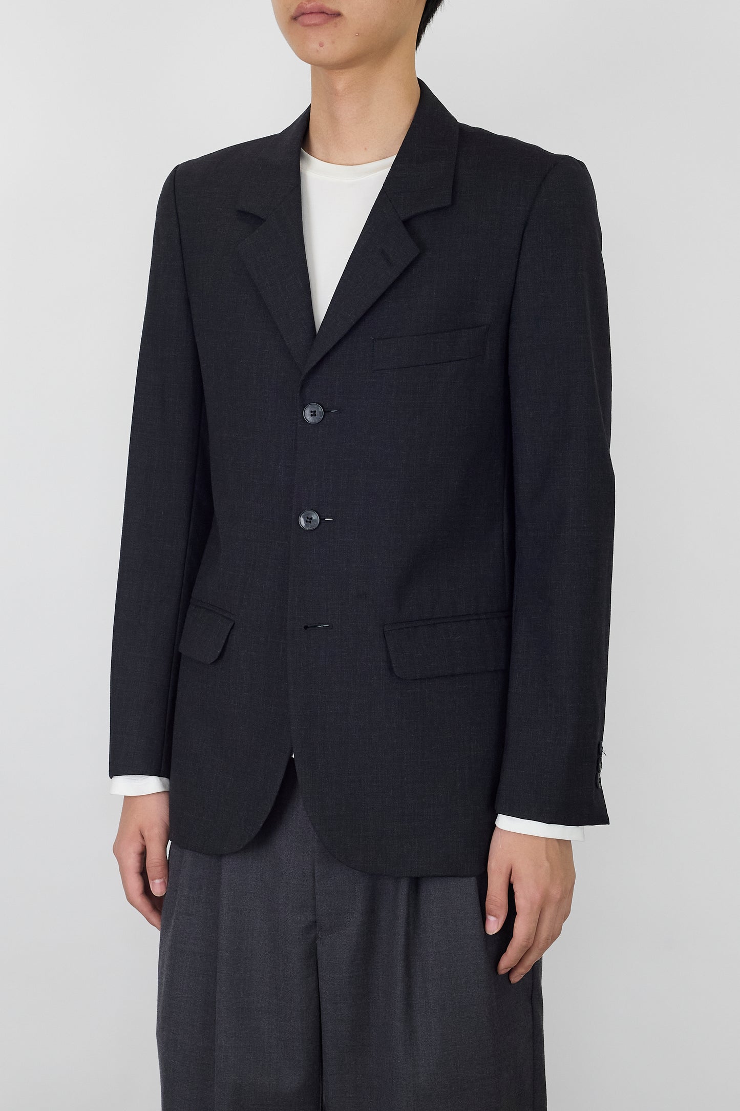 AGNES B. HOMME GRAY WOOL TAILORED JACKET MADE IN FRANCE