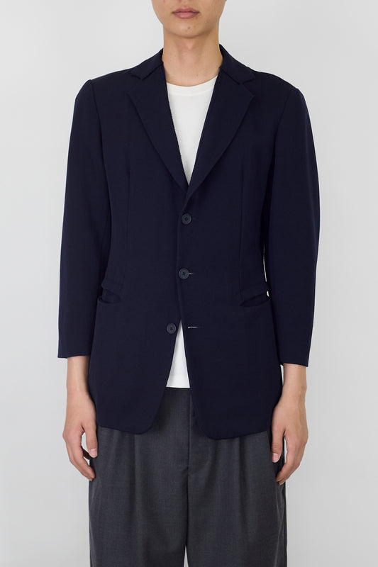 BOTTEGA VENETA NAVY WOOL TAILORED JACKET MADE IN ITALY
