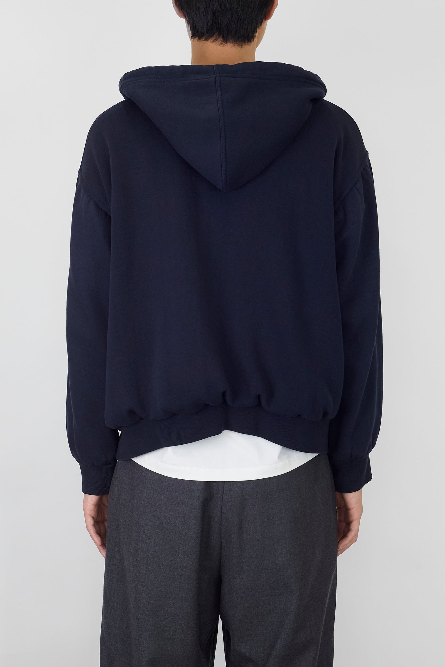 VINTAGE NAVY THERMAL SHORT ZIP UP HOODIE