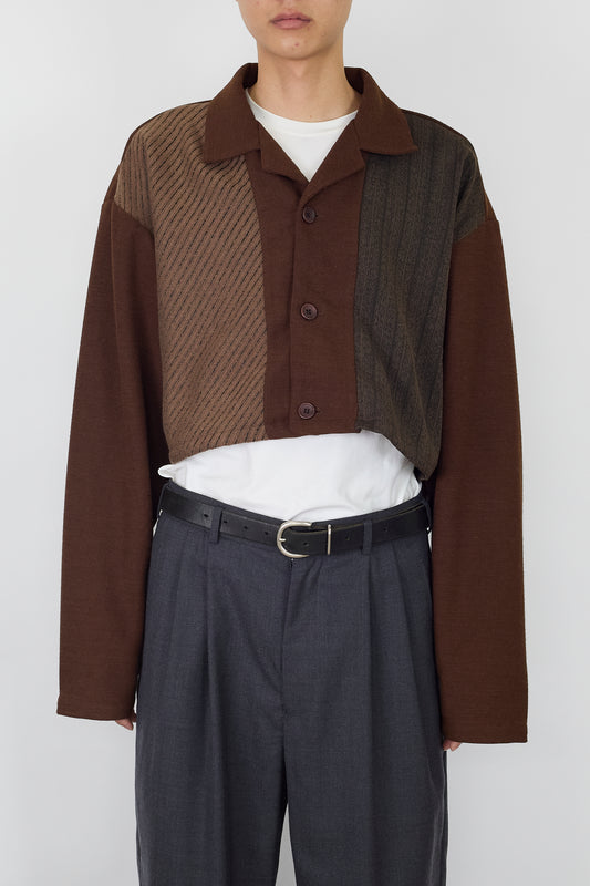 VINTAGE BROWN KNIT SHIRT JACKET