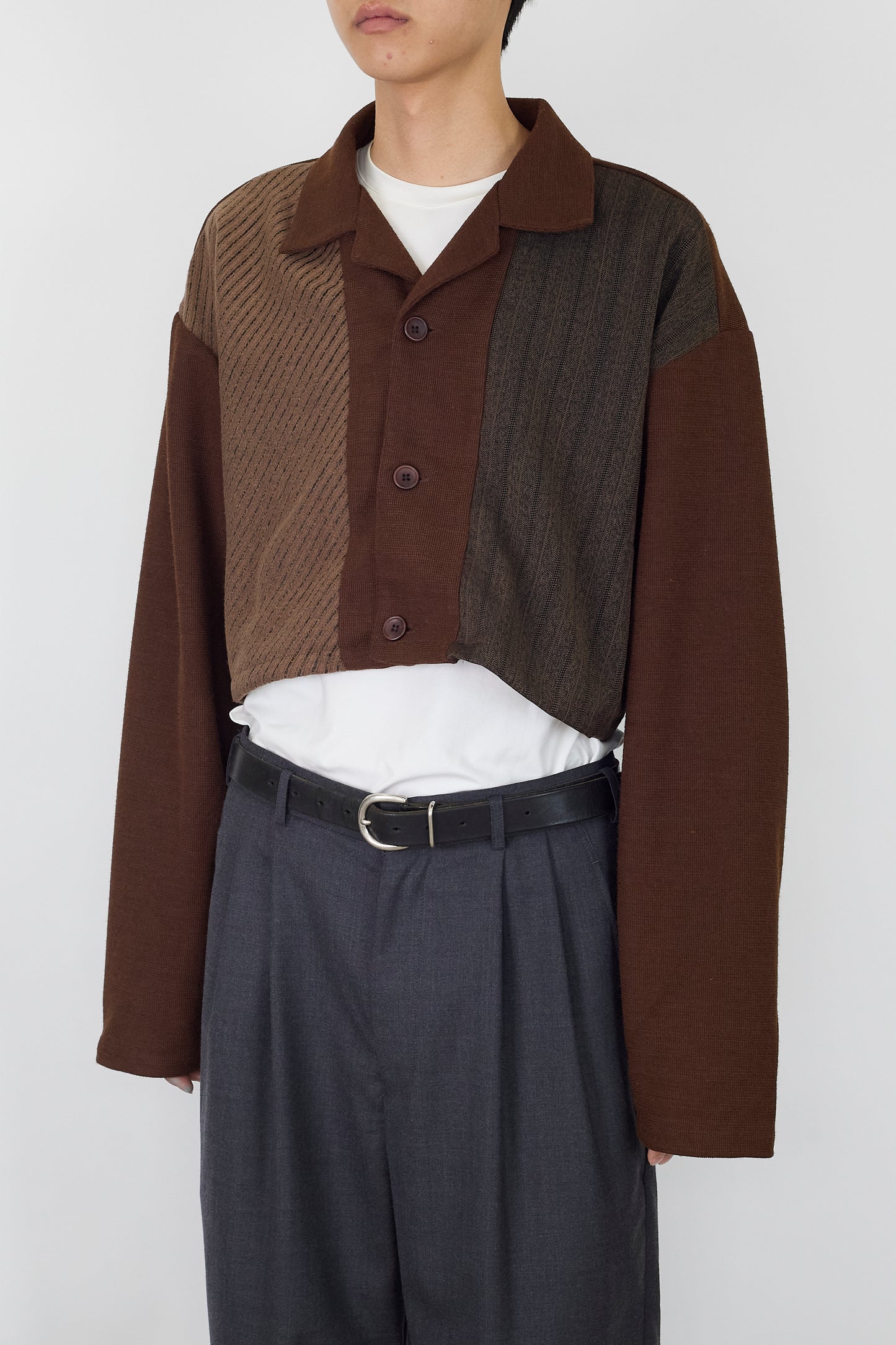 VINTAGE BROWN KNIT SHIRT JACKET