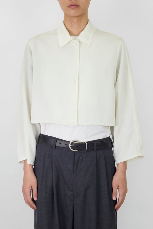 VINTAGE WHITE SHORT SHIRT JACKET MADE IN ITALY