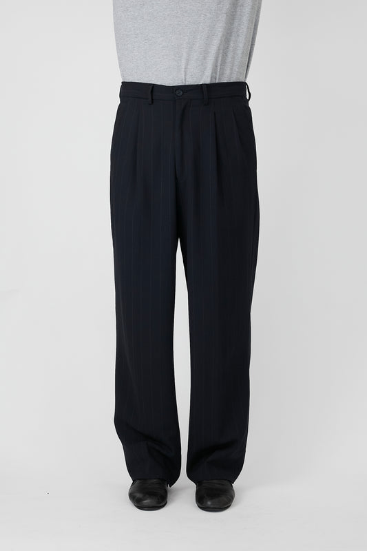 EMPORIO ARMANI NAVY WOOL WIDE PANTS MADE IN ITALY