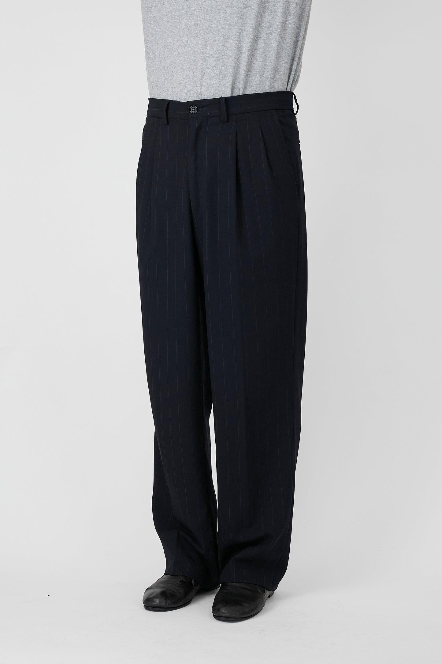 EMPORIO ARMANI NAVY WOOL WIDE PANTS MADE IN ITALY