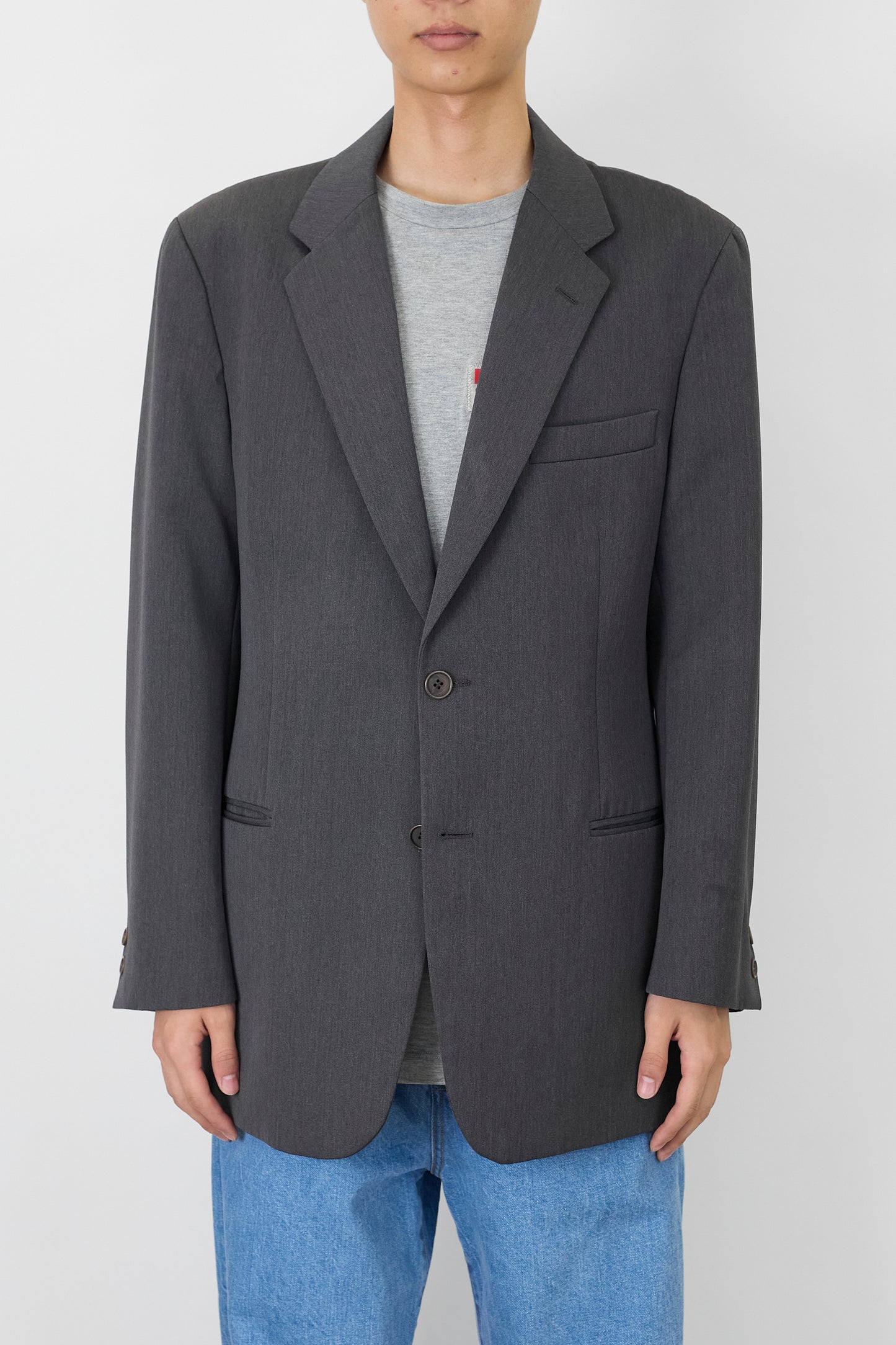 EMPORIO ARMANI GRAY WOOL TAILORED JACKET MADE IN ITALY