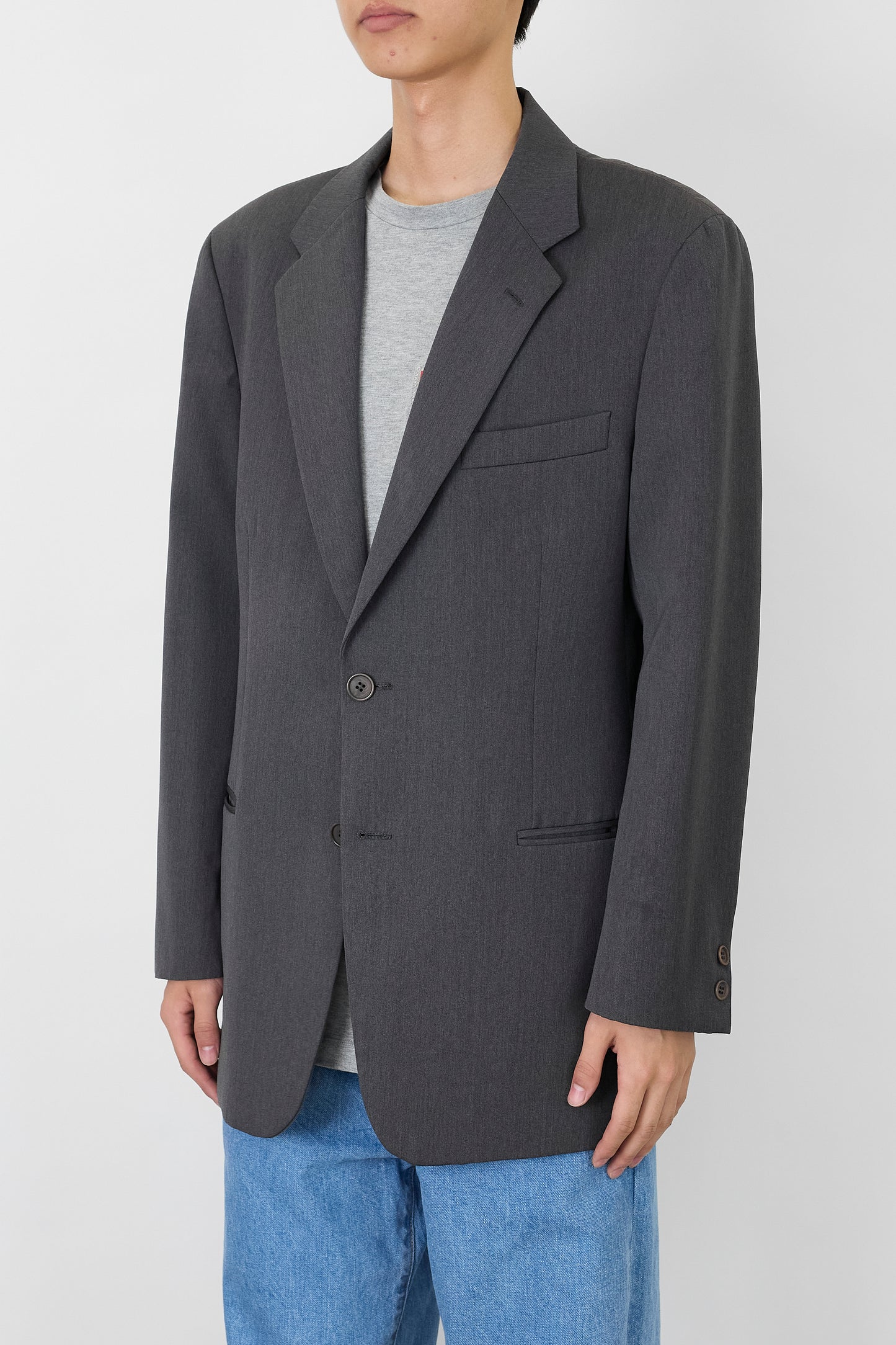 EMPORIO ARMANI GRAY WOOL TAILORED JACKET MADE IN ITALY