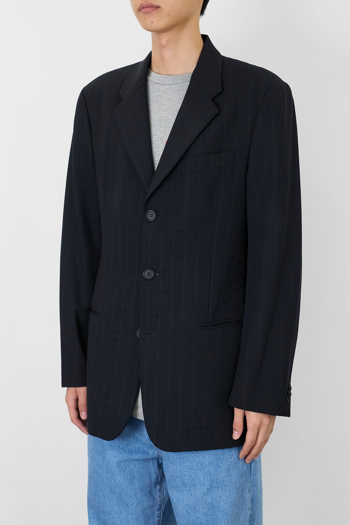 EMPORIO ARMANI NAVY WOOL TAILORED JACKET MADE IN ITALY