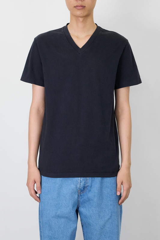JIL SANDER NAVY V NECK HALF SLEEVE TEE SHIRT MADE IN ITALY