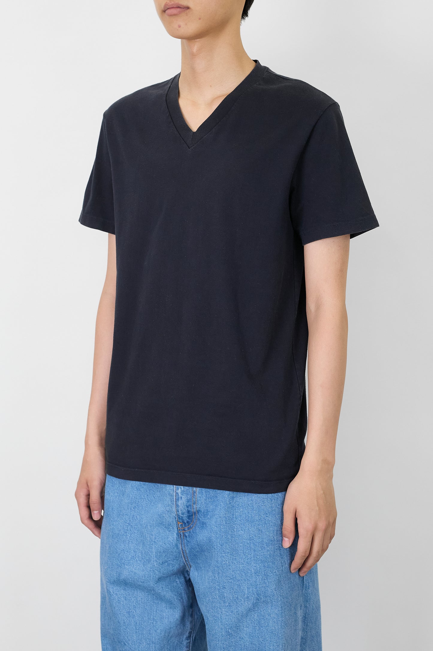 JIL SANDER NAVY V NECK HALF SLEEVE TEE SHIRT MADE IN ITALY