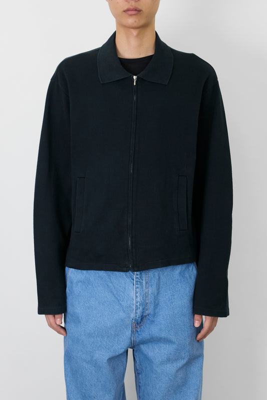 AGNES B. HOMME BLACK ZIP UP SHORT KNIT  MADE IN FRANCE
