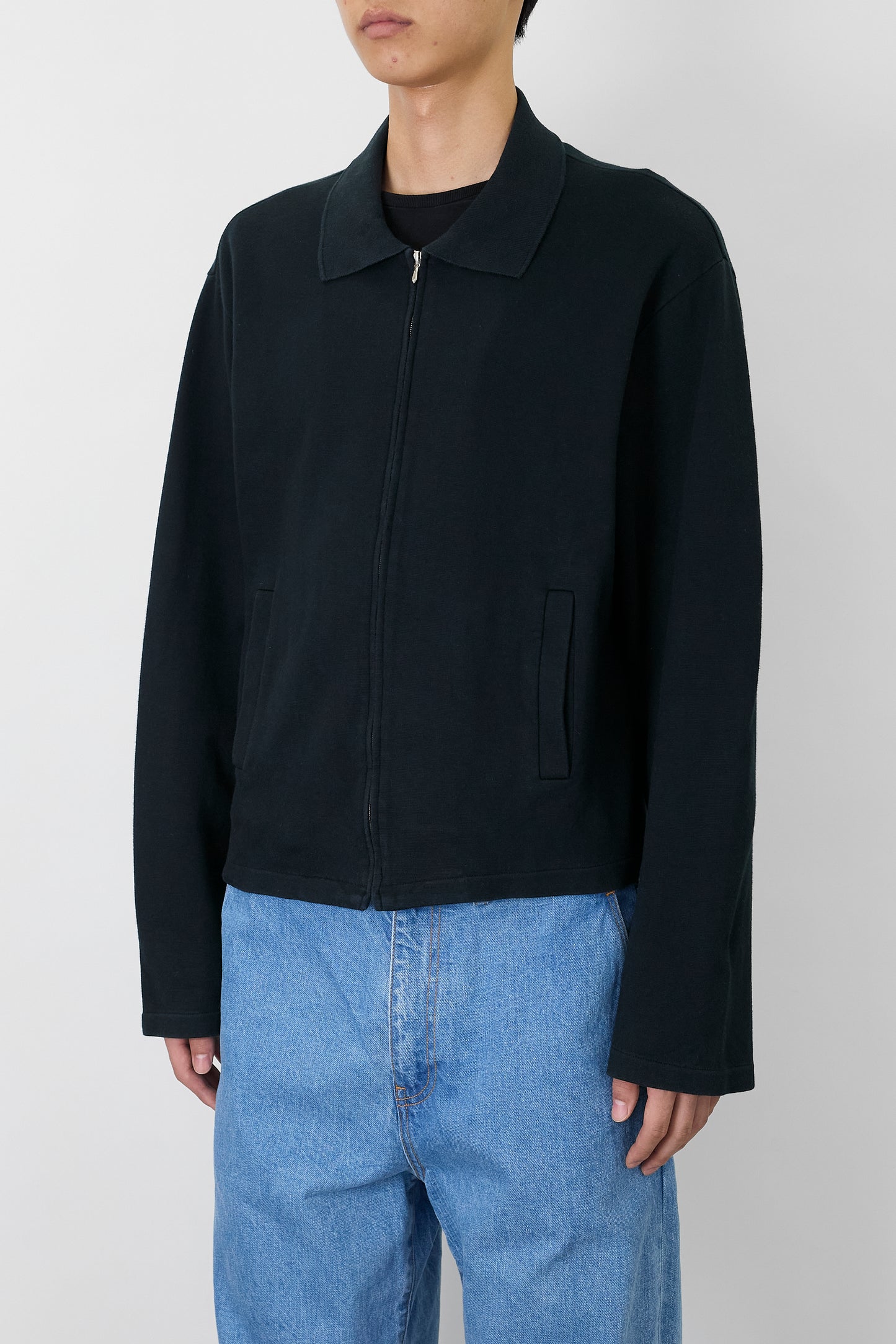 AGNES B. HOMME BLACK ZIP UP SHORT KNIT  MADE IN FRANCE