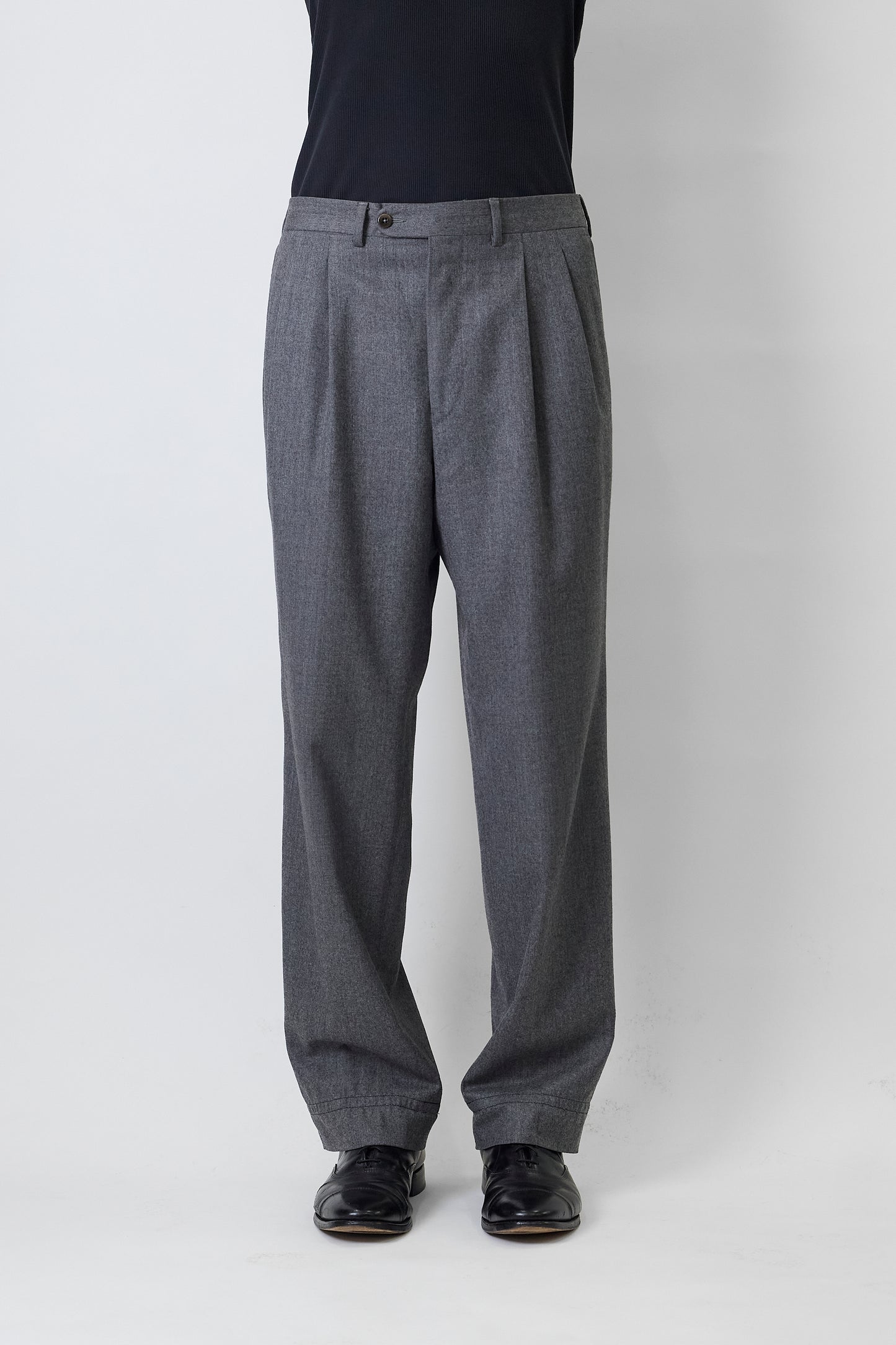 ERMENEGILDO ZEGNA GRAY WOOL WIDE PANTS MADE IN ITALY
